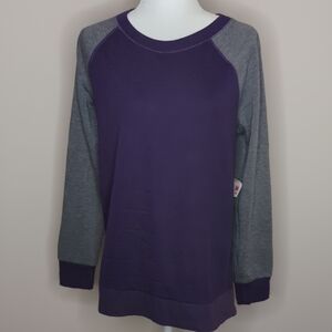 Pink Lotus Purple and Gray Crew Neck Sweater